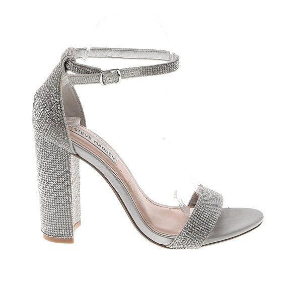 Steve Madden Silver Rhinestone Heels - Picture 1 of 2